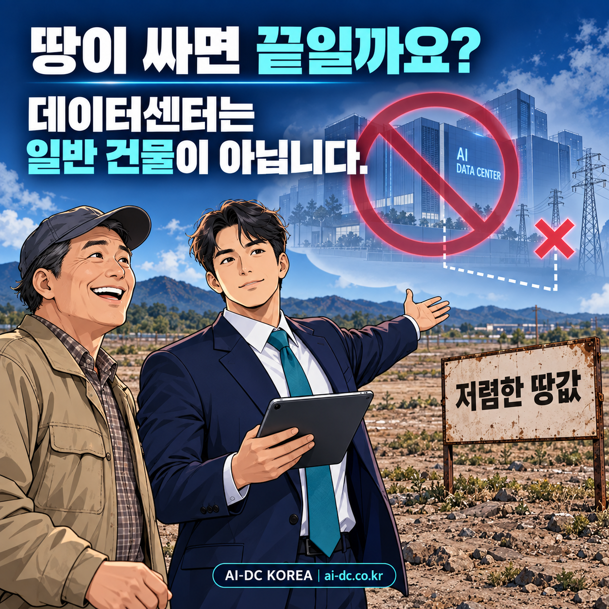 2컷. 땅이 싸면 끝일까요? 데이터센터는 일반 건물이 아닙니다