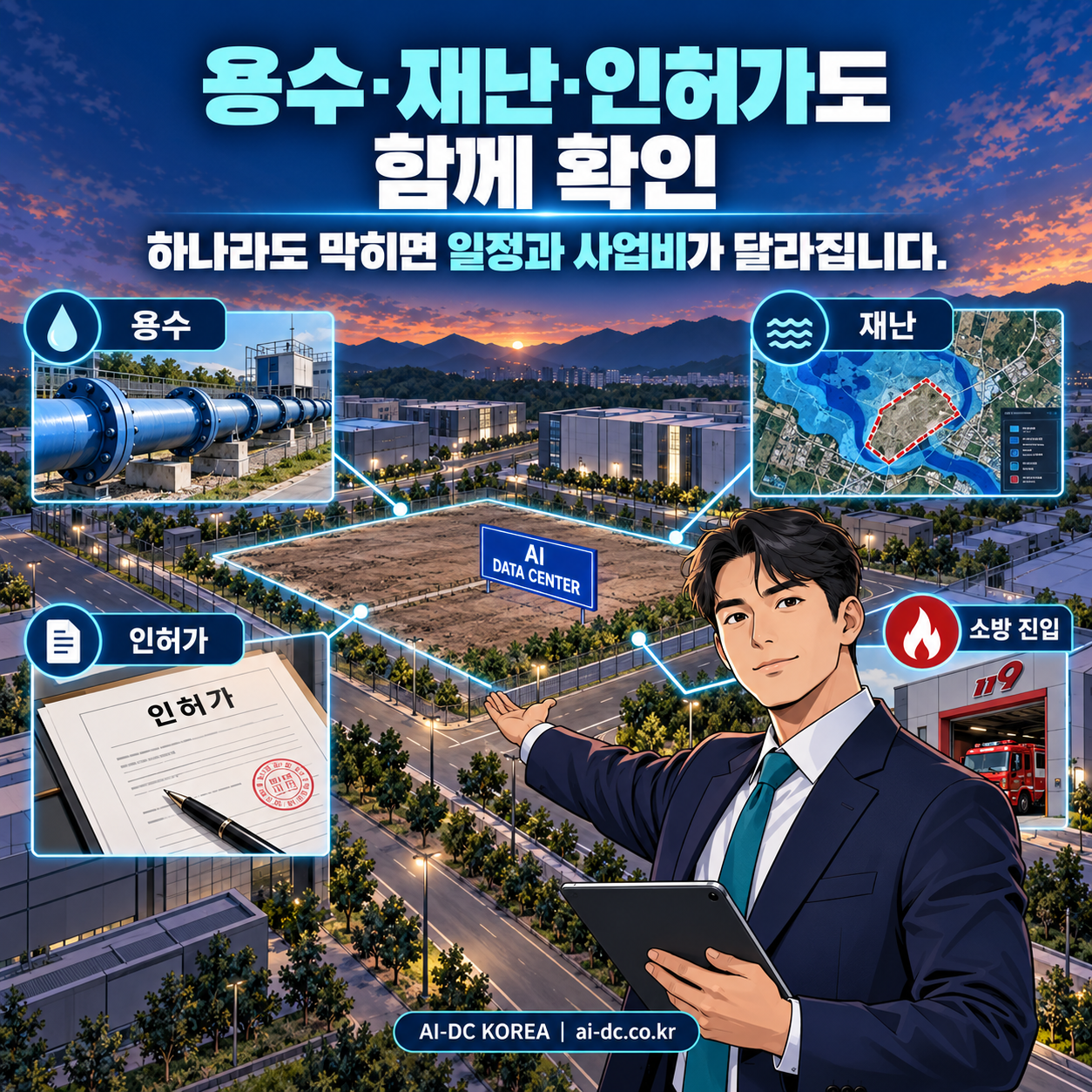 7컷. 용수, 재난, 인허가와 소방 진입을 함께 확인합니다
