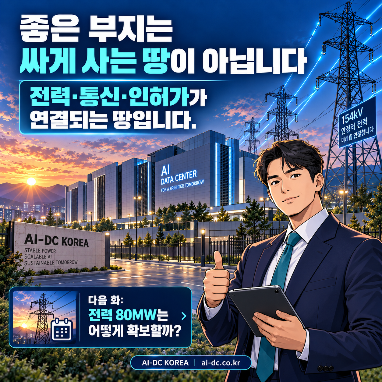 10컷. 좋은 부지는 전력, 통신, 인허가가 연결되는 땅입니다